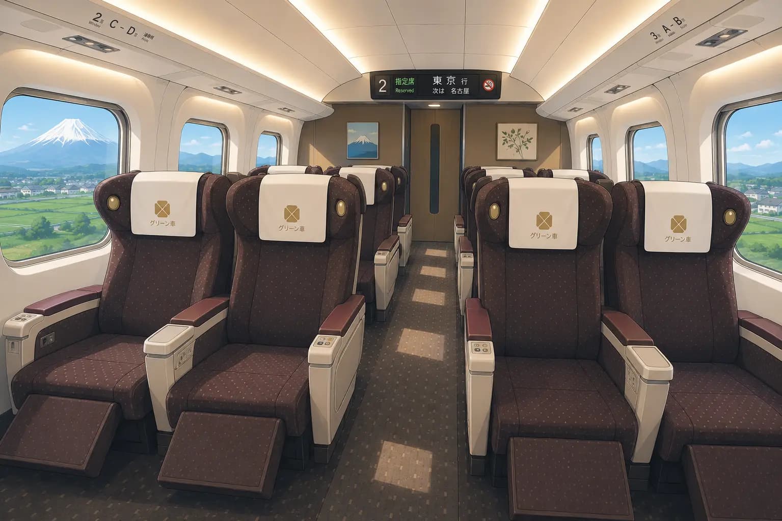 Spacious Green Car business class seats